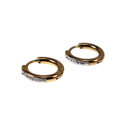 ∅15mm Oorbellen Dames - Verguld RVS - Oorringen met Strass