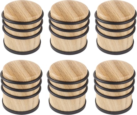 NORDIX Premium Deurstopper - Deurstoppers voor Binnen - Deurstop - Deurbuffer - Set van 6 Stuks - 7.1x8cm - Houtlook - MADERA