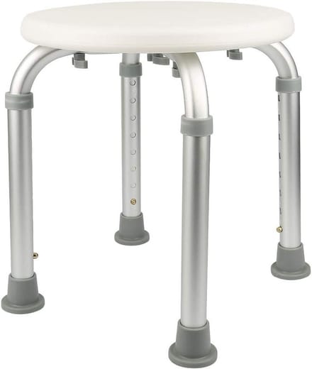 Douchestoel - Badkruk Hulpmiddel - Veilig Douchen - In Hoogte Verstelbaar - 32 x 32 x 54 cm - Wit
