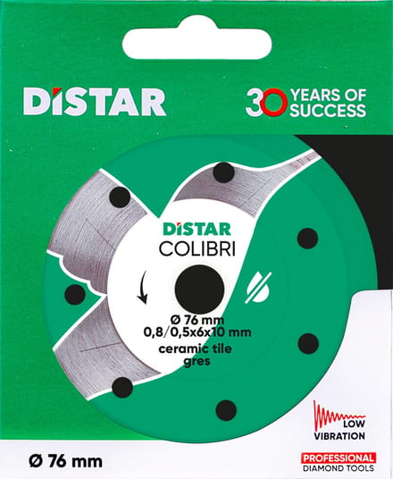 Diamantschijf Distar 76 mm x Asgat 10 mm Colibri