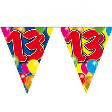Folat Vlaggenlijn 13 jaar - 3x - 10 meter - plastic - leeftijd versiering - 13e verjaardag - feestartikelen