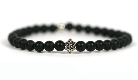IbizaMen - matte onyx - 925 Zilver eindeloze knoop - 6mm - 21cm