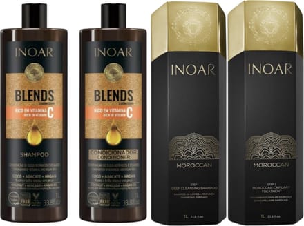 Inoar Moroccan Keratine Kit 1000 ML Met Blends Shampoo & Conditioner 800 ML