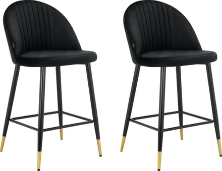 Marlis-Barkruk - Set van 2 - Zwart Fluweel