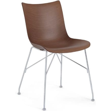 Kartell - P/Wood Stoel - donker hout/chroom - bruin