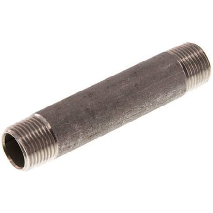 R 3/8'' RVS Dubbele Pijpnippel 20 Bar DIN 2982 - 80mm