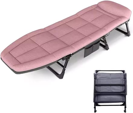 Opklapbed 1 Persoon - Gastbed Campingbed - Extra Slaapplaats - Verstelbare Rugleuning - 180x60x35cm - One Color