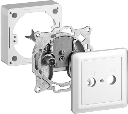 Goobay Complete set: 2-gats antenne-doorgangsdoos, incl. deksel en frame, 1 dB aansluitdemping