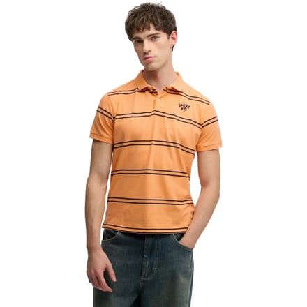 Superdry Vintage Stripe Jersey Poloshirt Orange Grootte: S