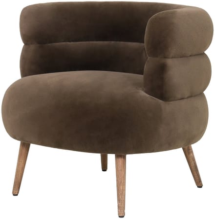 PTMD Nelly Dark Brown Fabric Fur Fauteuil