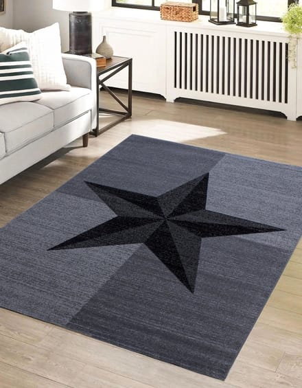 Flycarpets Marlon Vloerkleed Ster - Laagpolig - Grijs / Zwart - 80x150 cm