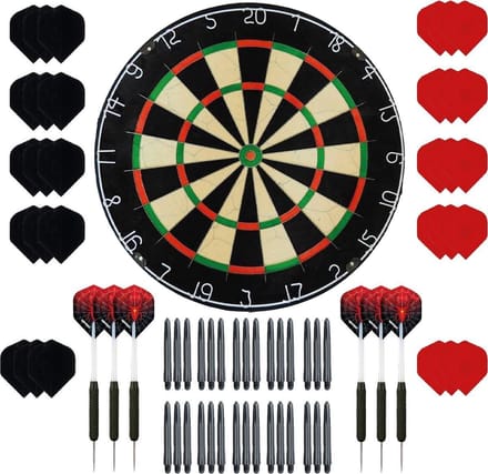 Darts Set set - Plain - dartbord - plus 2 sets - dartpijlen - plus 30 - dartflights - plus 30 - dartshafts