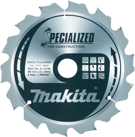 Makita SPECIALIZED Zaagblad 210x30x14Z B-33766