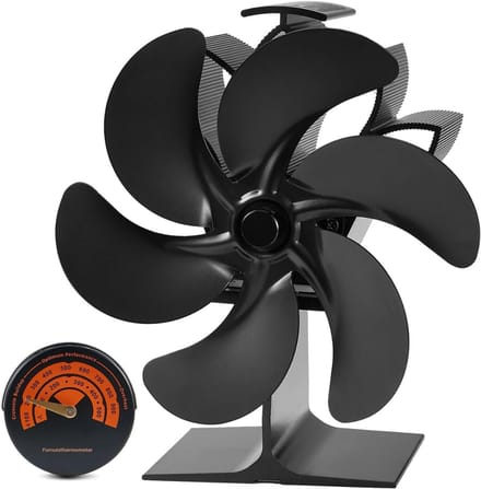 TopChoice® Kachelventilator - Haard ventilator - Ecofan - 34x15x26cm - Zwart