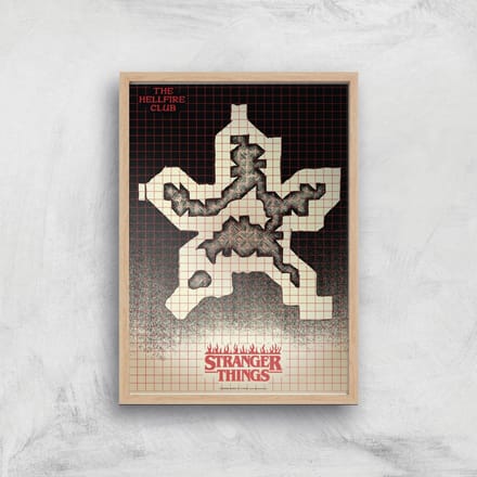 Stranger Things Map Giclee Art Print - A4 - Wooden Frame