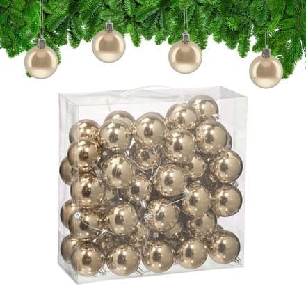 kerstballen set van 50 - Ø 6 cm - glanzend - kunststof - champagne