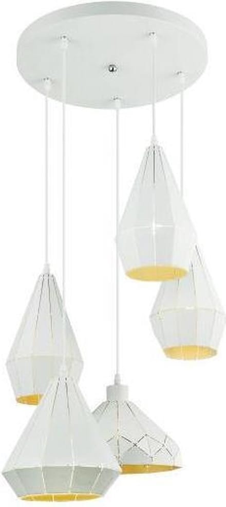 Hanglampen set 5x 'Schorsing' metaal wit