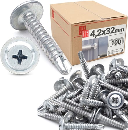 LUN FIX - Bohrschrauben 4,2 x 32 mm - 100 stuks - Zelfborende - Metaal schroeven