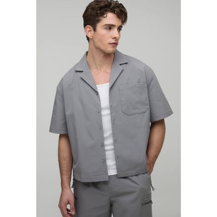 Oversized Revere Technical Stretch Short Sleeve Shirt | Grey | Size Small
