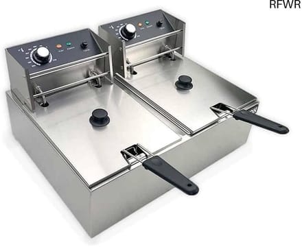 RFWR® Professionele Dubbele Friteuse - 2 x 6 Liter Roestvrij Staal - Handige Temperatuur Indicator