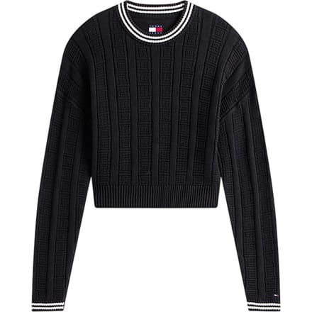 Tommy Hilfiger Boxy Flag Cable Sweater Black Maat: M | Sweaters Outlet | Dames | Zwart
