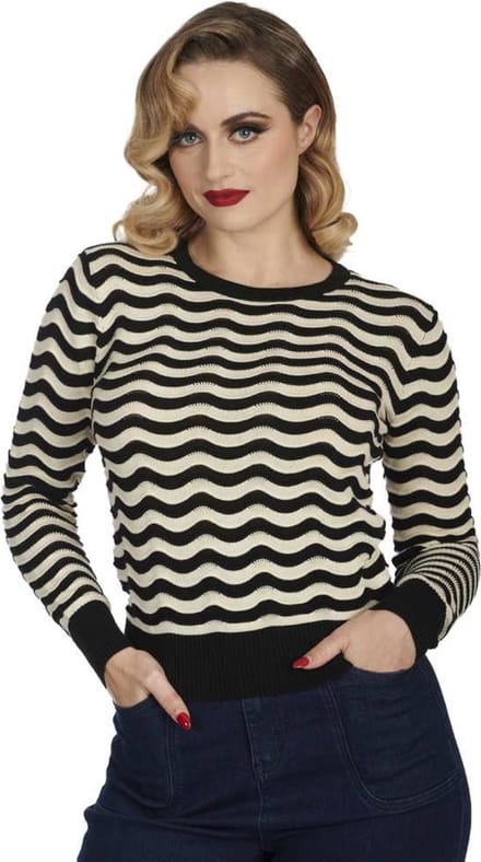 Banned - Sweet Stripes Gebreide trui - L - Zwart
