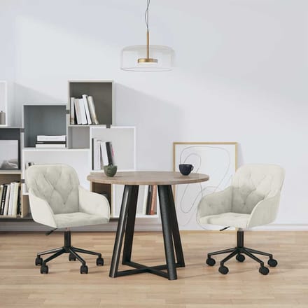 vidaXL - Eetkamerstoelen - draaibaar - 2 - st - fluweel - crèmekleurig