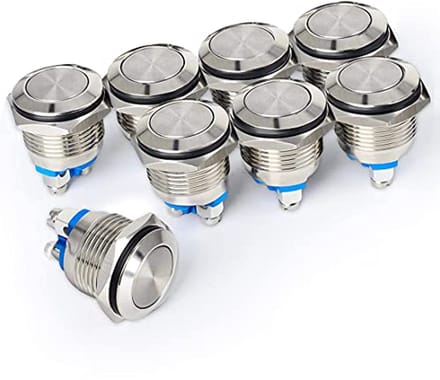 16mm Momentary Waterdichte Drukknoppen - 8 Stuks voor Diverse Spanningen