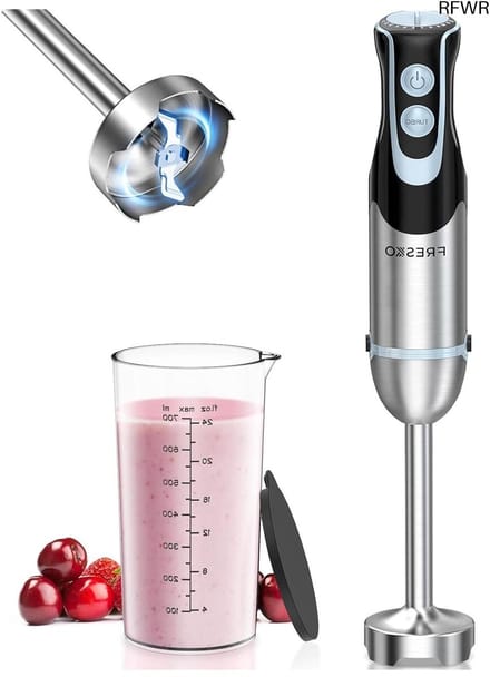 Hand Blender - Stamper Mixer - Sauzen Maken - 1000W Vermogen - 700 ml Cup - Zilver