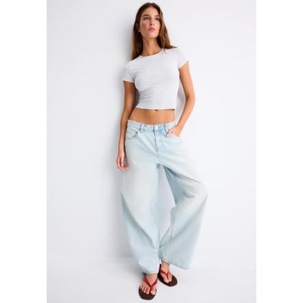 Stradivarius Basic T-shirt slim fit  Grijs melange S