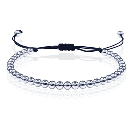 Macrame Armband Dames - 5mm Zilveren Kralen
