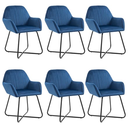 vidaXL - Eetkamerstoelen - 6 - st - fluweel - blauw