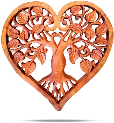 Decoratief houten paneel met levensboom in hartvorm, 40 cm
