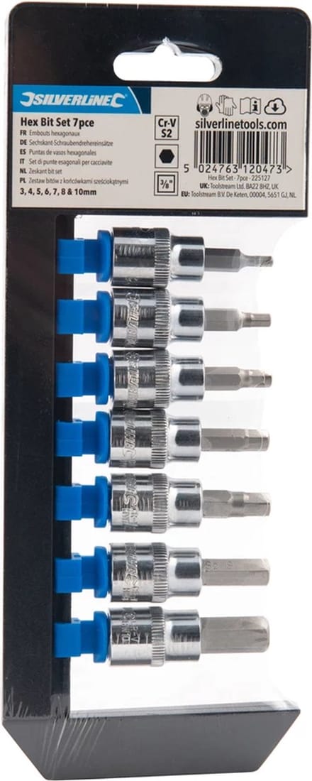 Silverline Zeskant bitset - gehard staal - 7-delig - 3-10 mm