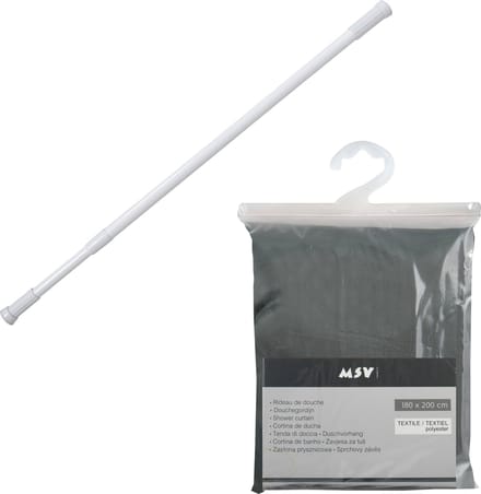 MSV Douchegordijn met ringen - donkergroen - polyester - 180 x 200 cm - incl ophangstang uitschuifbaar 70-120 cm
