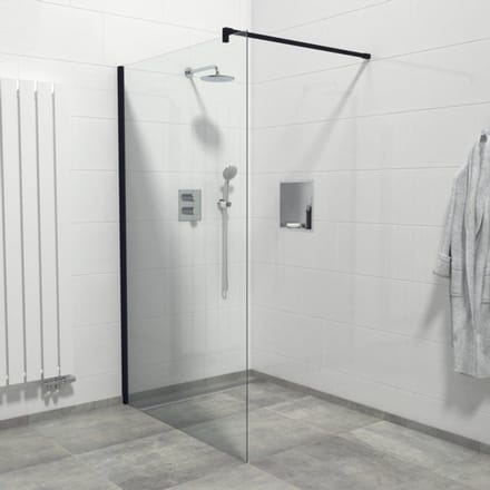 FugaFlow Eccelente Vetro Inloopdouche - 60x200cm - helder glas - mat zwart
