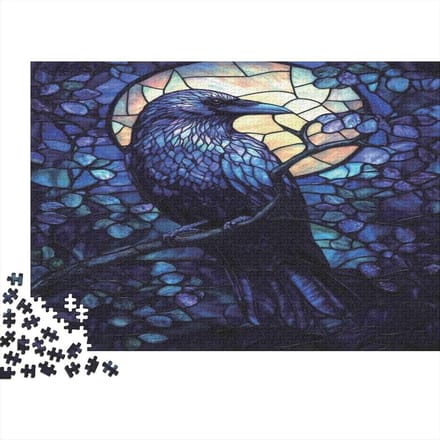 Raaf Puzzel - Glasmozaïek - Ontspanning - 1000 Stukjes - 38 x 26 cm - Gekleurd