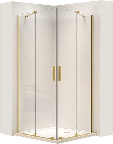 Rea Montana Brush Gold 90X90 - 200 cm - Douchecabine - Vierkant - Geborsteld Goud