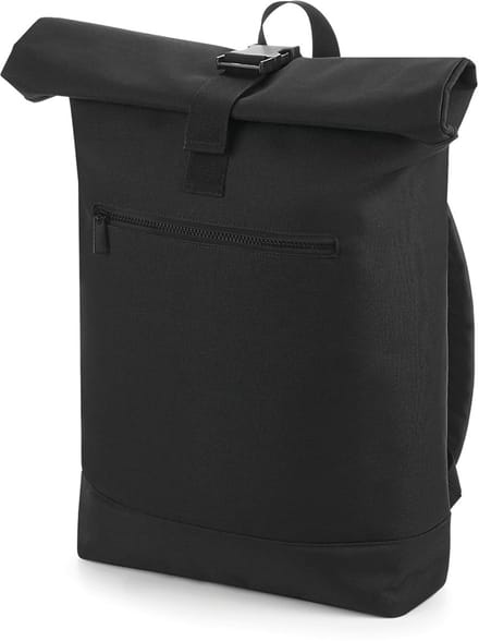 Roll-Top Rugzak – Waterafstotend – 20L – Laptopvak – Lichtgewicht & Stevig – Zwart – Voorvak met Rits – Comfortabele Schouderbanden