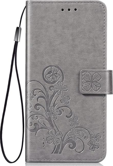 Shop4 - Nokia 3.2 Hoesje - Wallet Case Bloemen Patroon Grijs