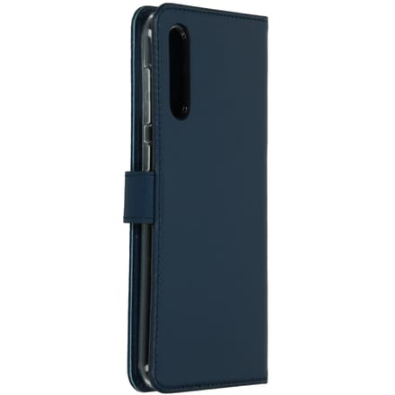 Selencia Hoesje - Geschikt voor Samsung Galaxy A30s / A50 - Echt Lederen Bookcase - Blauw