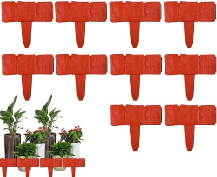 Stenen Borderrand - Kunststof Afscheiding - Tuin Decoratie - Moeiteloos Graafvrij - Set van 10 - Rood
