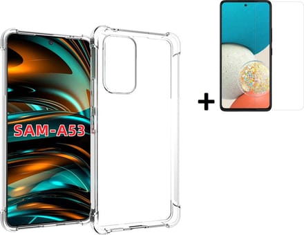 Geschikt voor Samsung Galaxy A53 5G Hoesje - A53 5G Screenprotector - A53 5G Hoes Transparant Shock Proof Case + Screenprotector