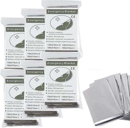 6 Stuks Dunne Nooddekens Mylar Warmtefolie voor Buitenactiviteiten