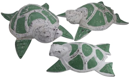 Set 3 schildpadden groen/wit Lea