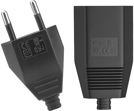Platte Eurostekker 2-polig met Koppeling - 250V 2,5A - Zwart