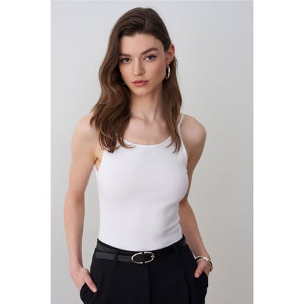 Geribbelde Mouwloze Cami Blouse