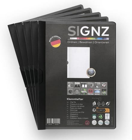 Klemmappen A4 - Documentmappen - Documenten Archiveren - CO2 Neutraal Geproduceerd - 5 Stuks - Zwart