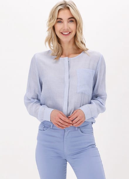 Simple Woven Blouse Colette Stripe Dames - Jurken - Lichtblauw - Maat XS