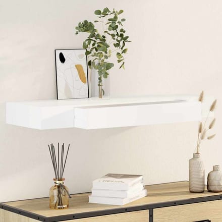 vidaXL - Wandschap - met - lade - zwevend - MDF - wit